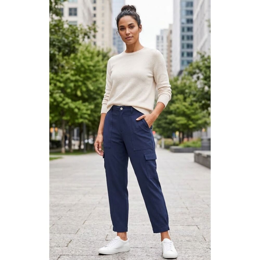 Banana Republic Slim-Fit Twill Cargo Pant Navy Blue Women's Size 14